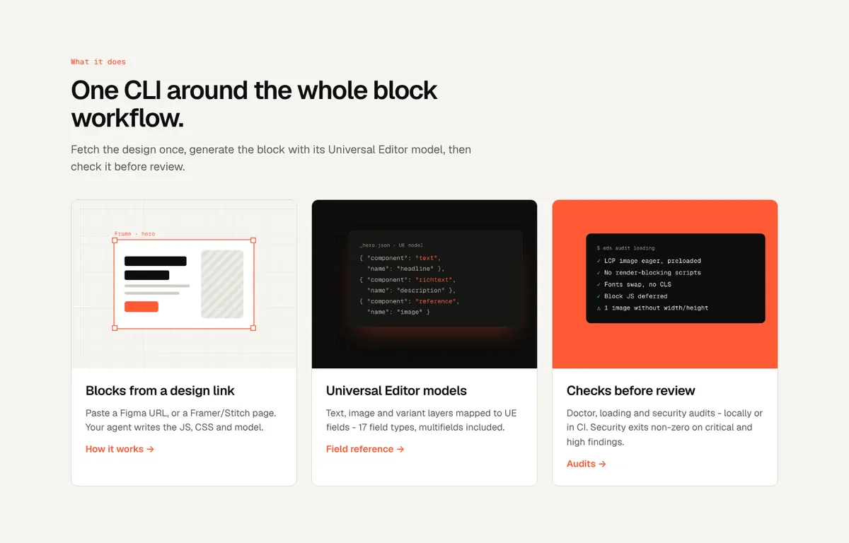 cards section on the example page