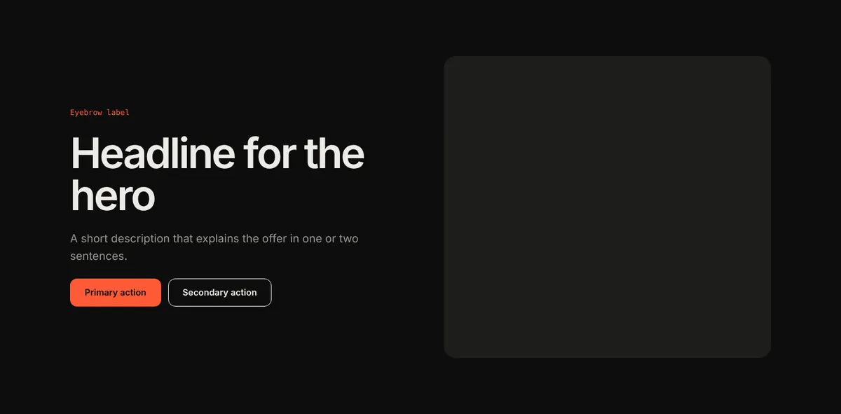 hero block generated from the scraped page