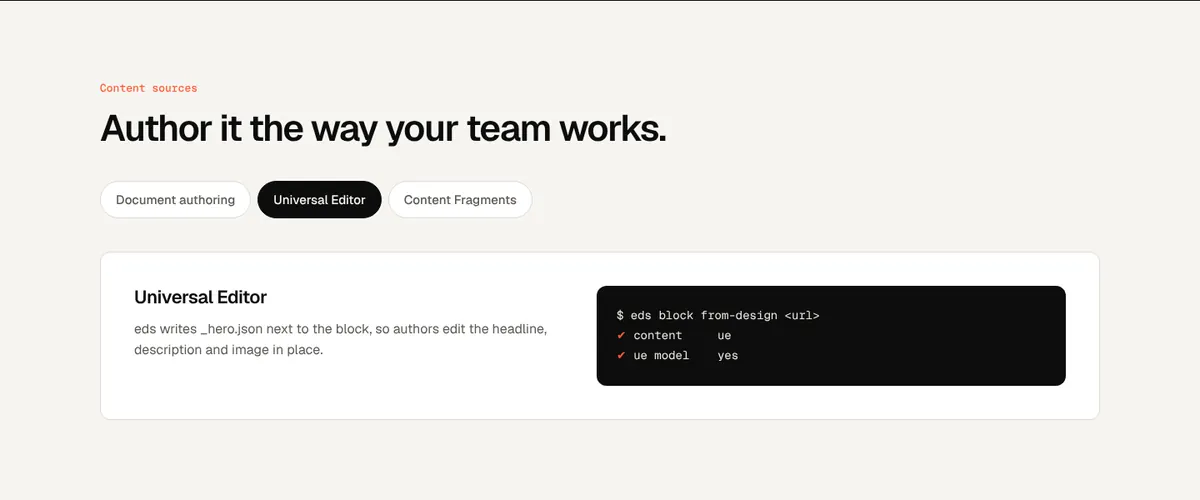 tabs section on the example page